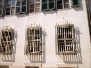 Barred windows in Basel, Switzerland