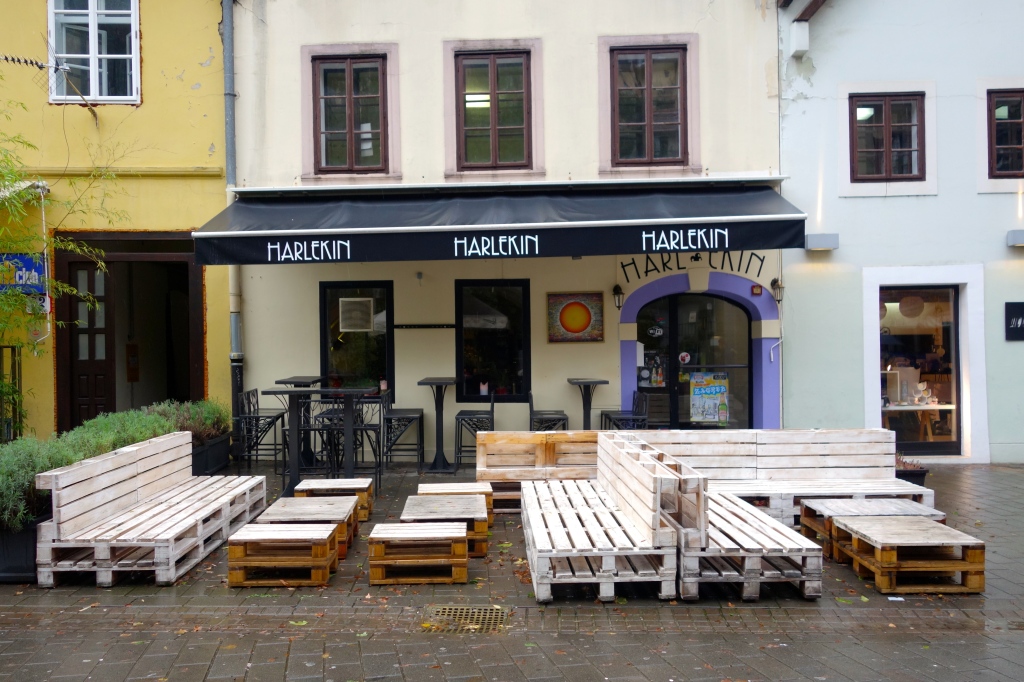 Upcycled pallets outside a cafe