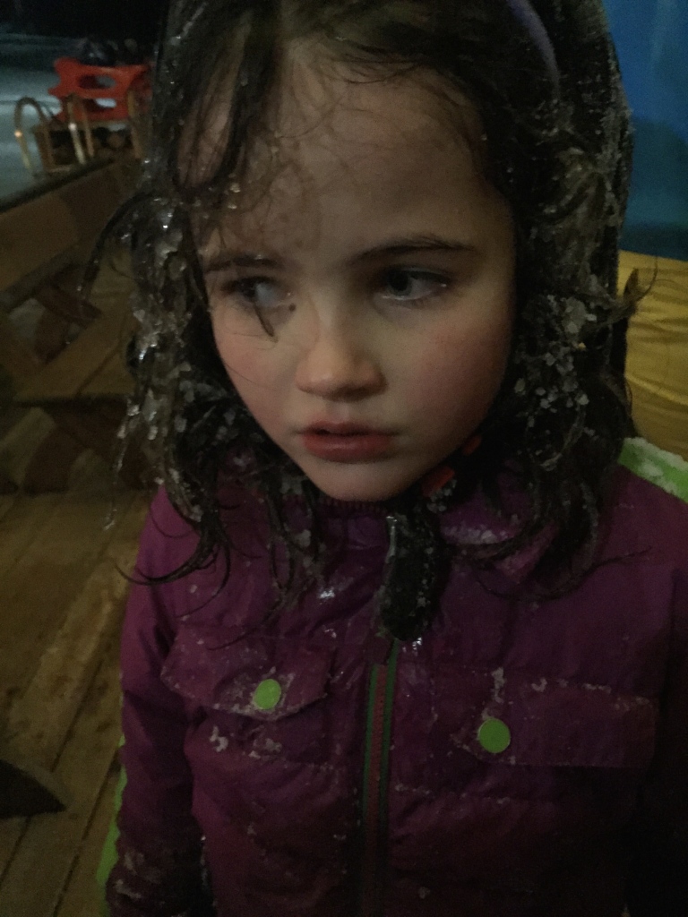 and my despondent child's frozen hair
