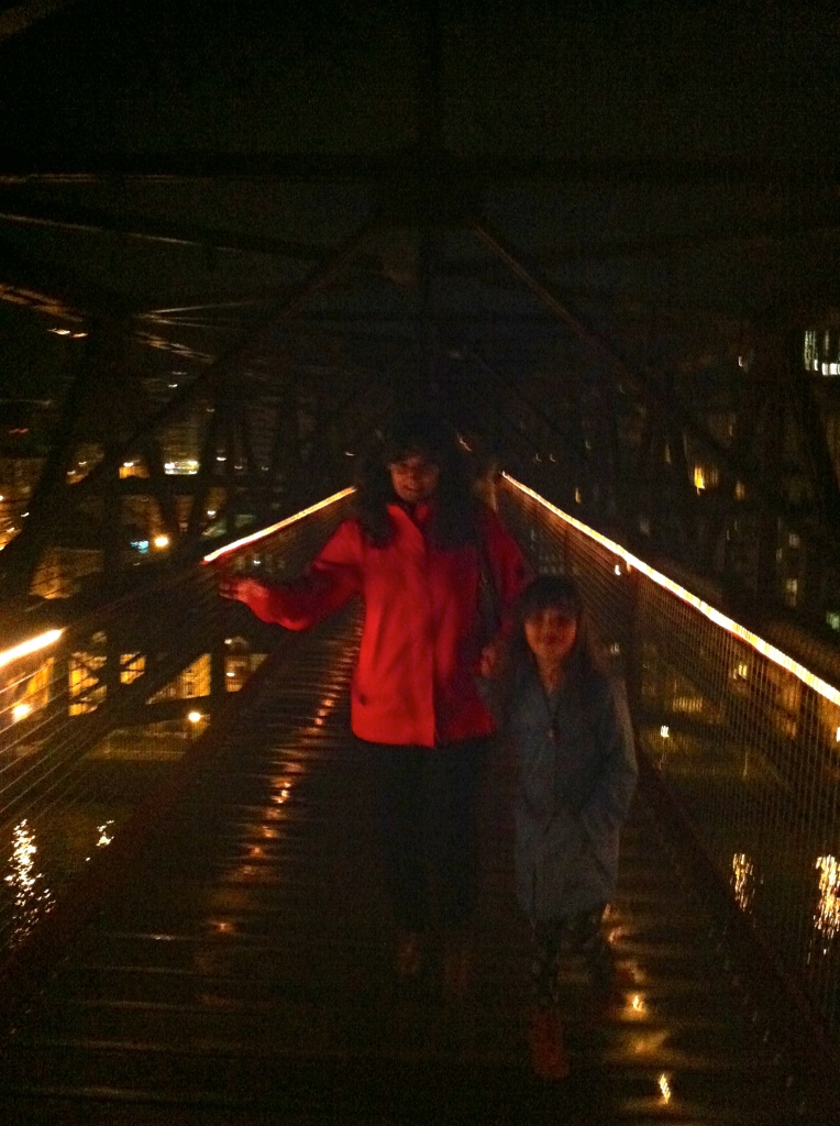 bilbao vizcaya bridge at night