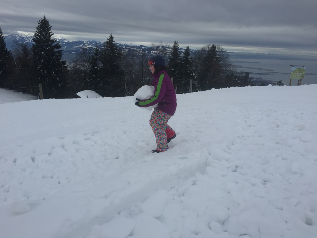 playing in the snow, hiking in europe
