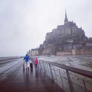 walking to mont st michel france normandy