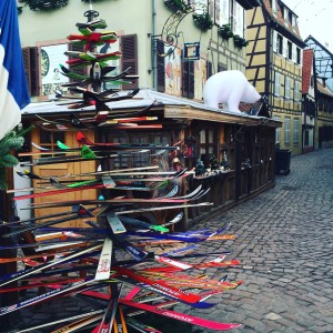Okay, someone made this clever Christmas tree out of skis.